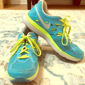 Neon Blue Nike Tennis Shoes